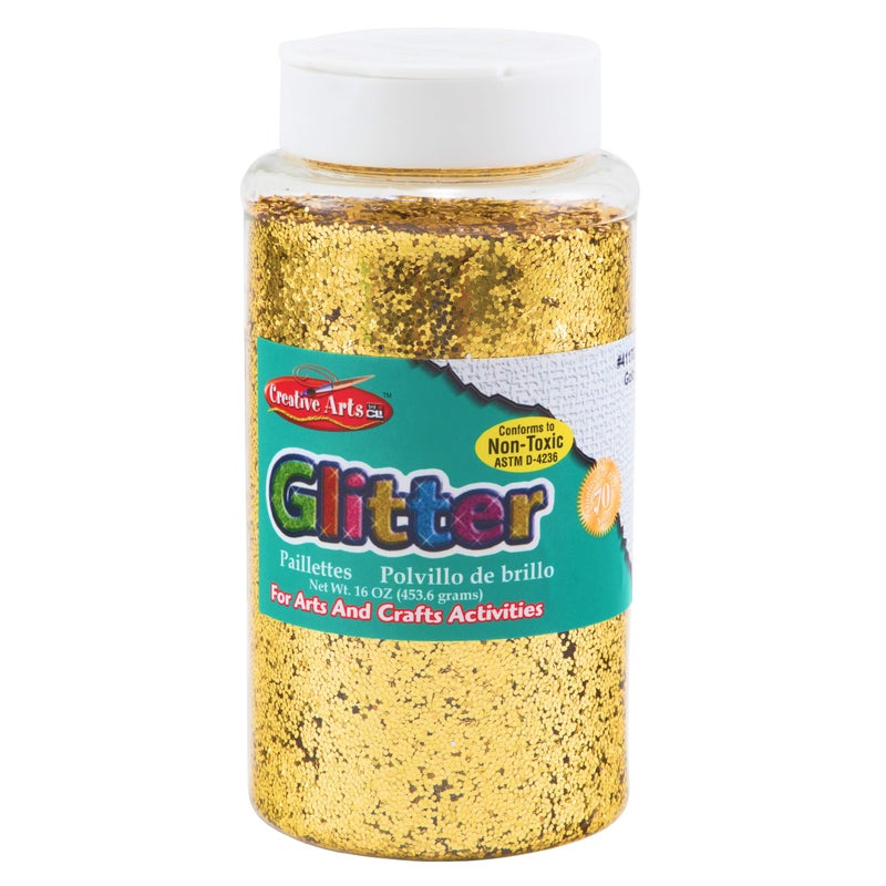 Charles Leonard Creative Arts by Charles Leonard Glitter, 16 Ounce Bottle, Gold (41170) - Image 1